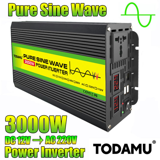 12V/24V/48V/60V 3000W Pure Sine Wave Power Inverter