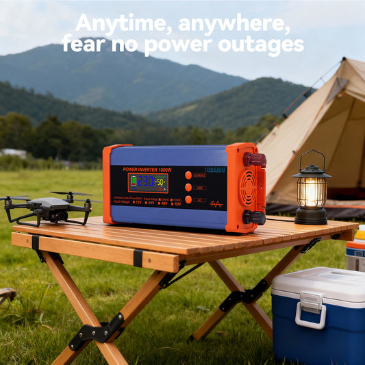 1000W Pure Sine Power Inverter 12V DC to 110V/220V AC, Full-Function LCD Display