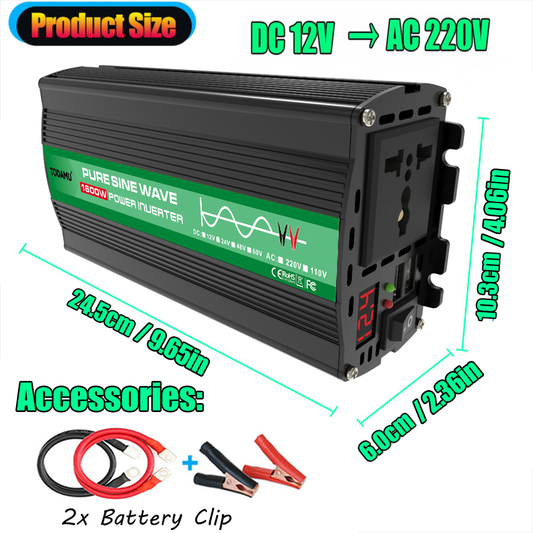 1600W 12V to 110V/220V Pure Sine inverter With Solar Panel and 50A 12V/24V Solar Controller