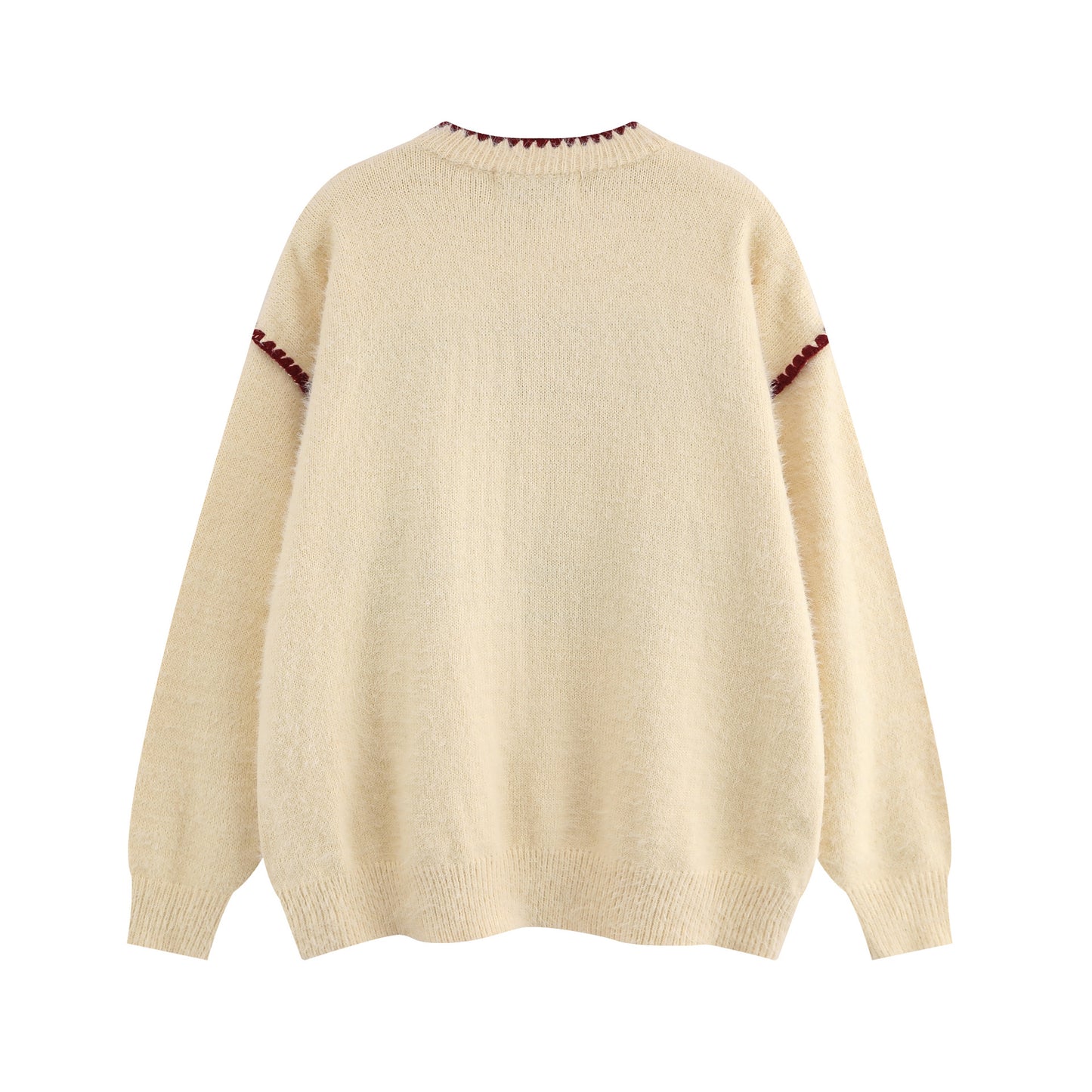TODAMU® American retro contrast color loose knitted sweater