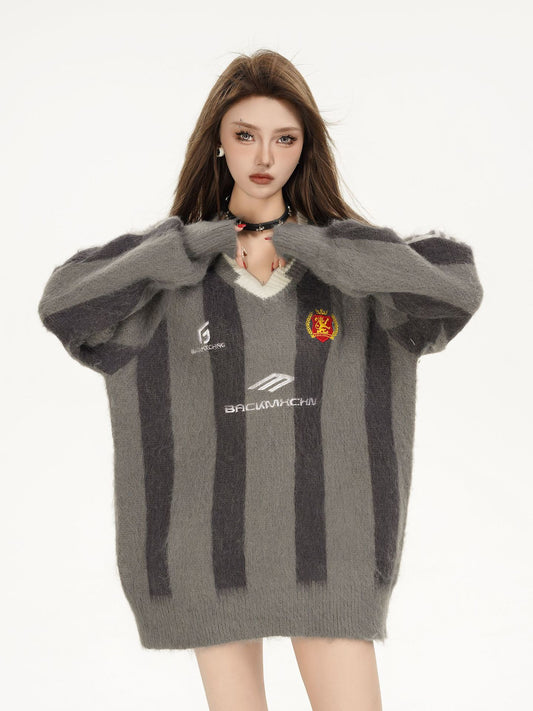 TODAMU® American Vintage Color-Block Heavyweight Pullover Sweater for Women