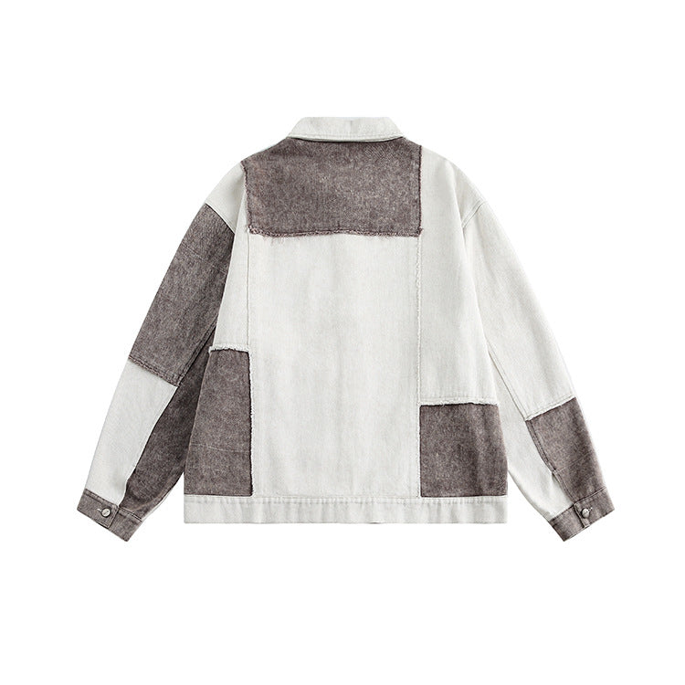 TODAMU® Women's American retro colorblock embroidered washed jacket