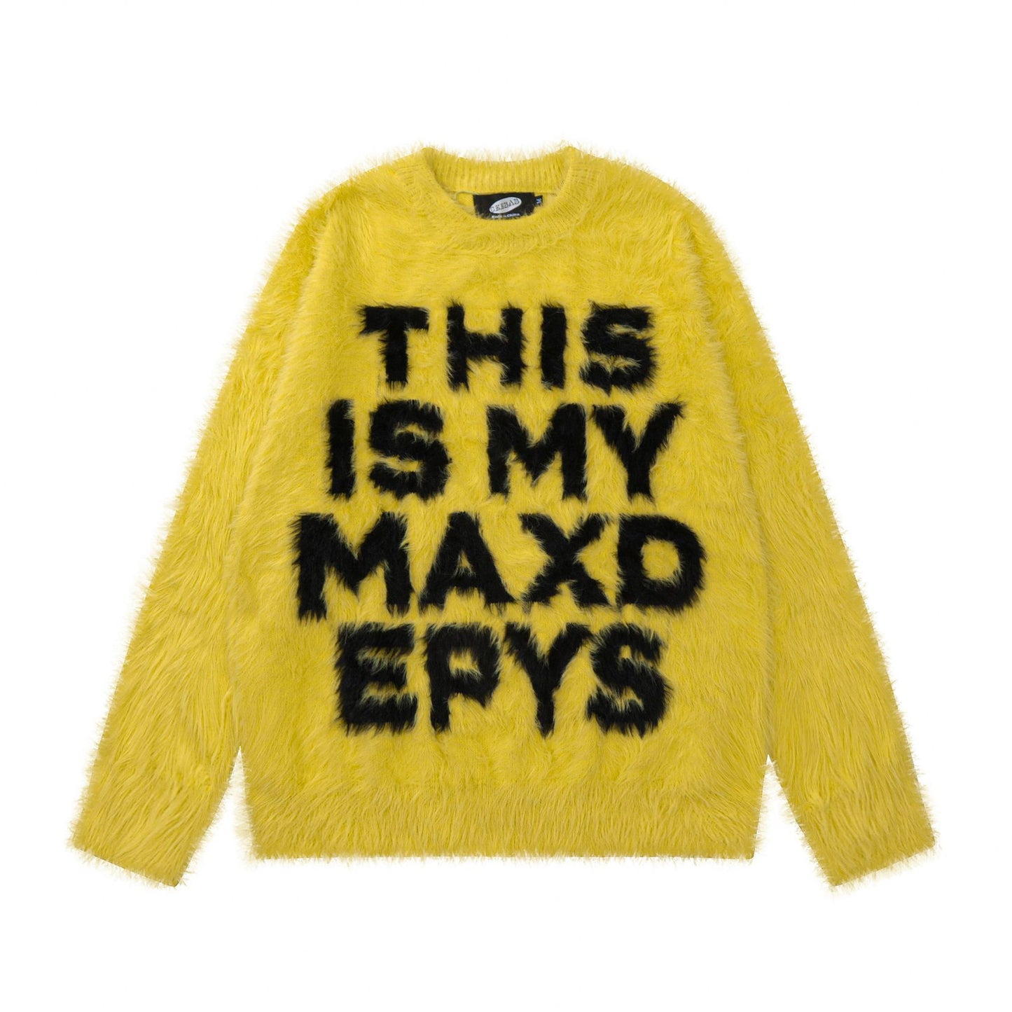 TODAMU® Women's American retro loose letter furry round neck sweater