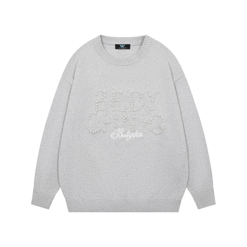 TODAMU® Women's American retro simple letter pattern loose pullover sweater