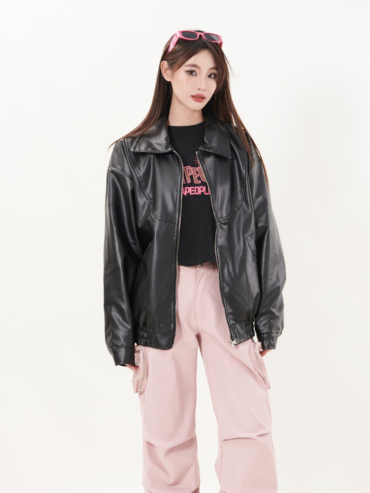 TODAMU® Women's New American Couple Style Loose Leather Jacket