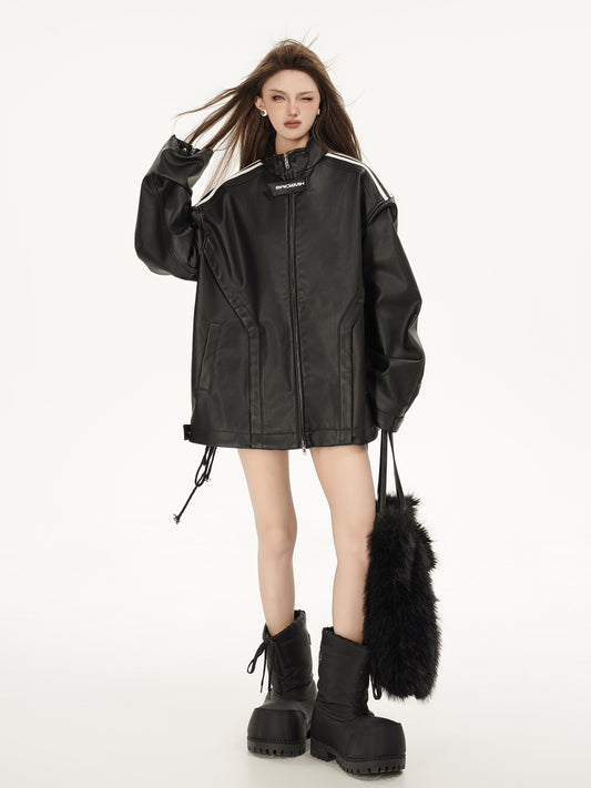 TODAMU® Women's New American Retro Loose Leather Jacket