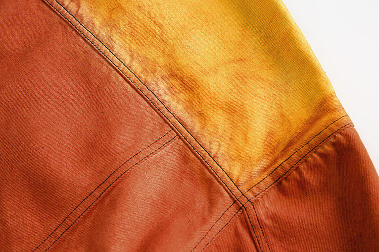 TODAMU® Women's American Retro Rainbow Vintage Reworked Denim Jacket