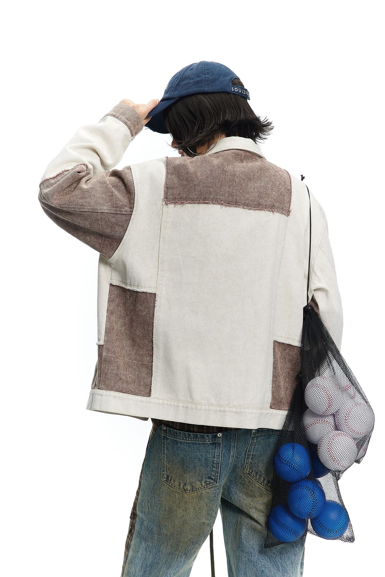 TODAMU® Women's American retro colorblock embroidered washed jacket