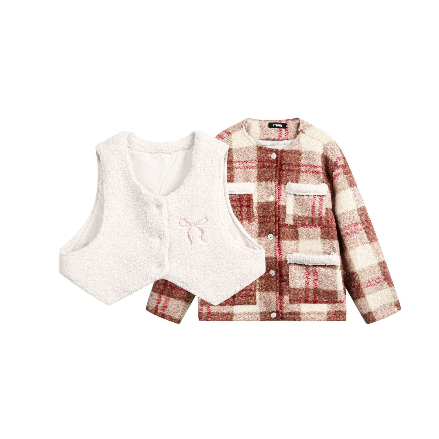 TODAMU® new winter new sweet girly vest detachable lamb wool cotton jacket