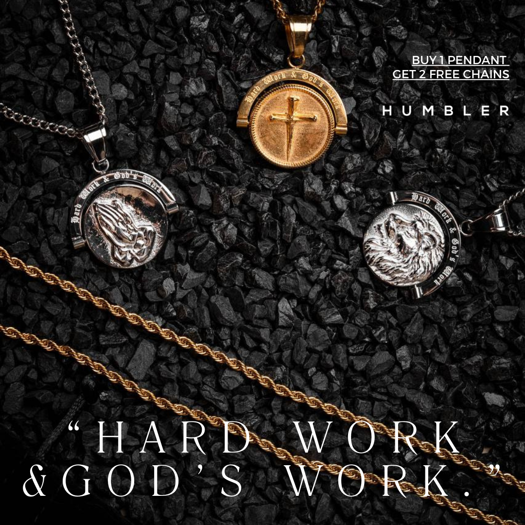 Lion's Prayer - Double Sided Pendant ( Gold )