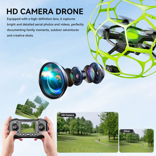 TODAMU H5 Camera Drone with 360° Protective Cage for Beginners