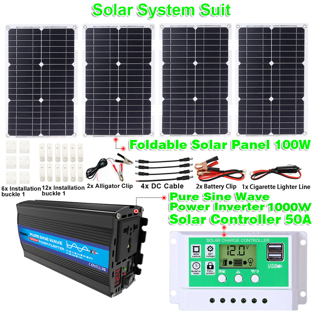 110V/220V 1000W Inverter With Solar Panel and 50A Solar Controller