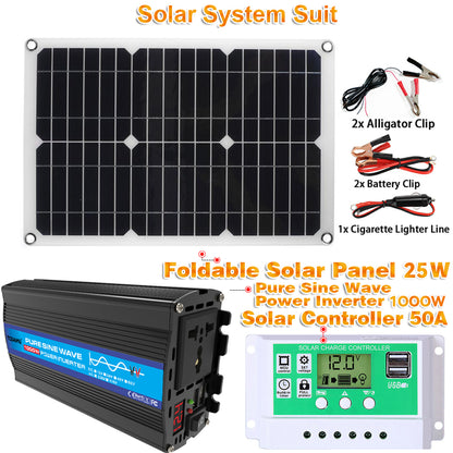 110V/220V 1000W Inverter With Solar Panel and 50A Solar Controller