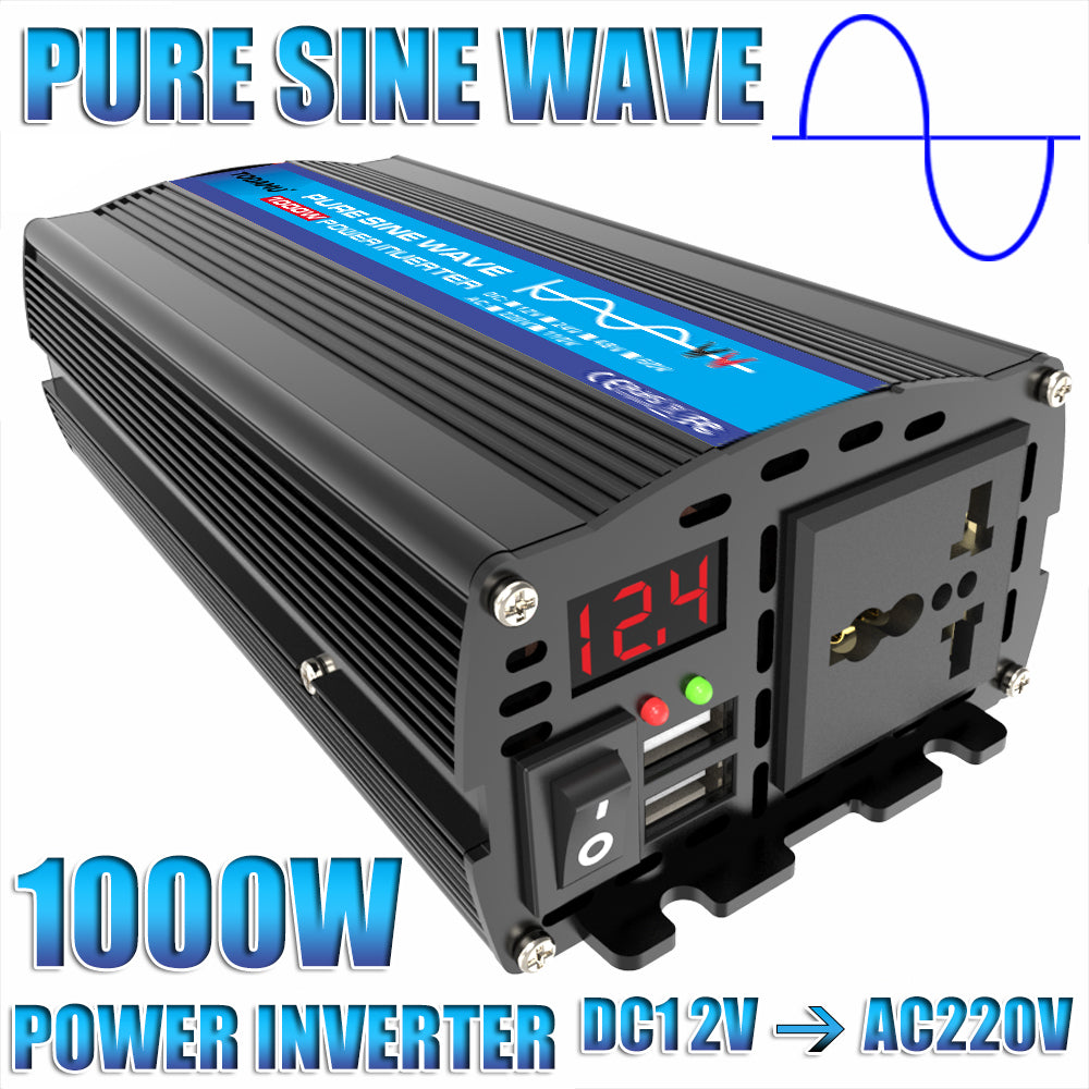 1000W power inverter with digital display on a white background