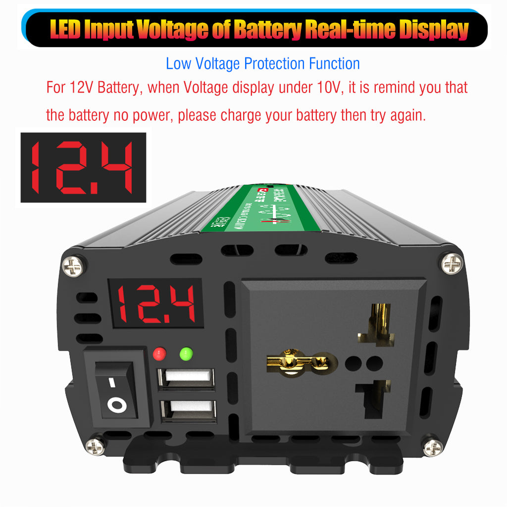 International Plug 1600W Pure Sine Wave Power Inverter