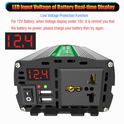 International Plug 1600W Pure Sine Wave Power Inverter