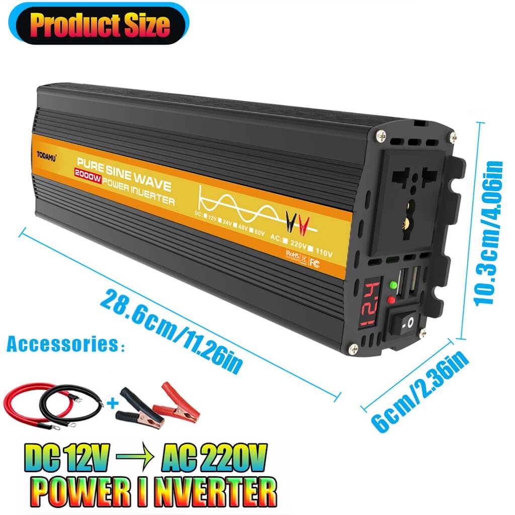 International Plug 2000W Pure Sine Wave Power Inverter