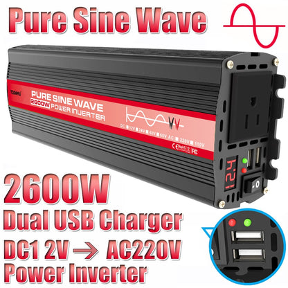 12V/24V/48V/60V 2600W Pure Sine Wave Power Inverter