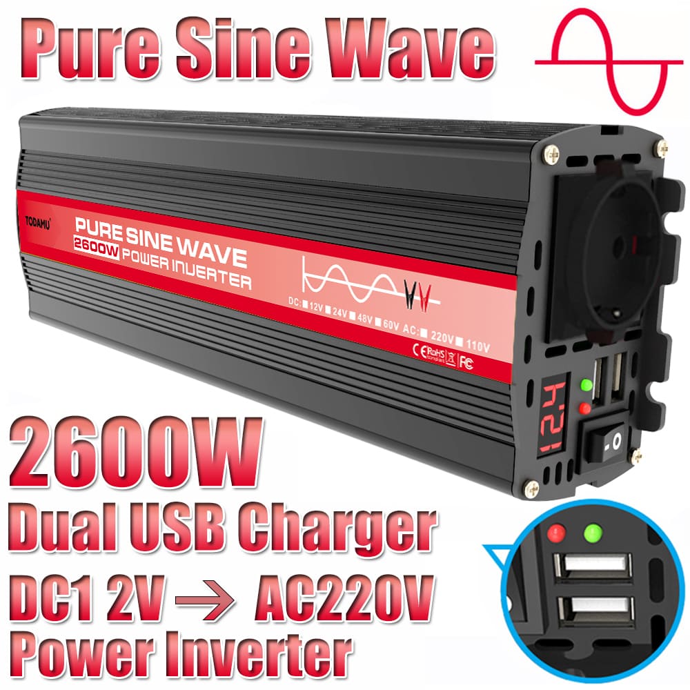 12V/24V/48V/60V 2600W Pure Sine Wave Power Inverter