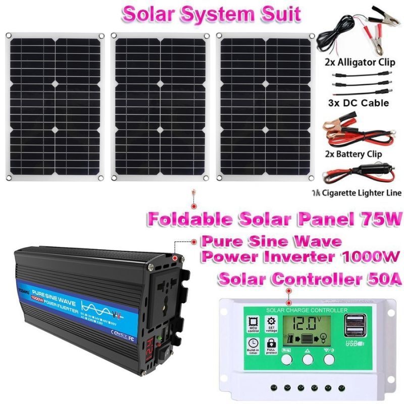 110V/220V 1000W Inverter With Solar Panel and 50A Solar Controller