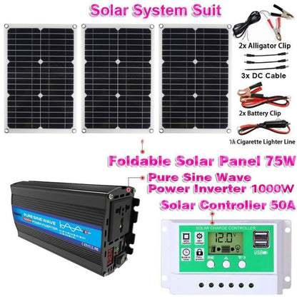 110V/220V 1000W Inverter With Solar Panel and 50A Solar Controller