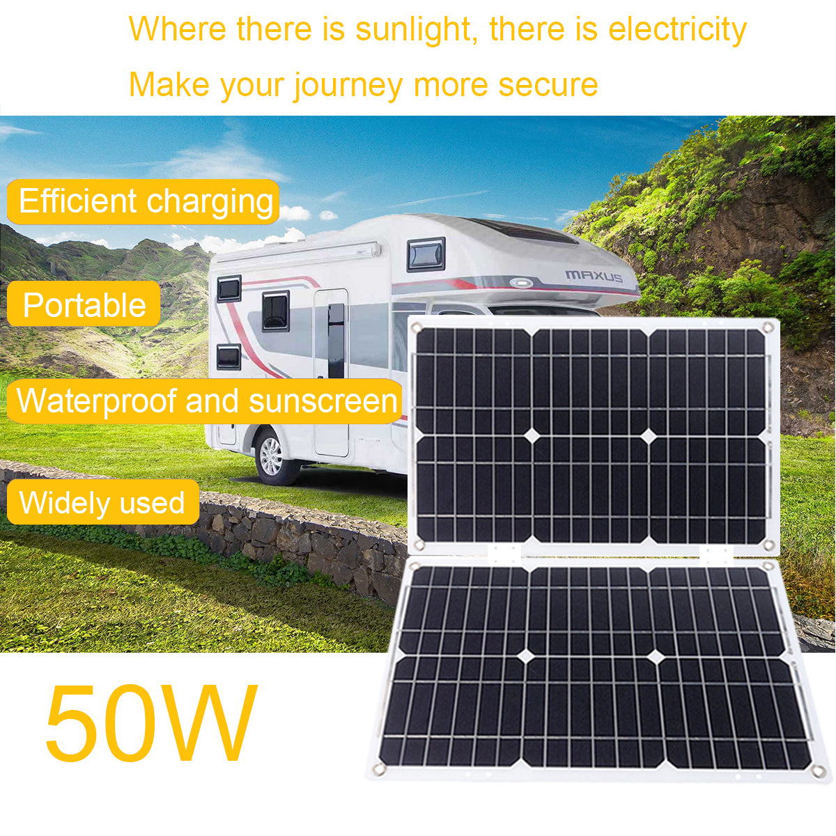 2000W 12V to 110V/220V Pure Sine Wave inverter With Solar Panel and 50A 12V/24V Solar Controller