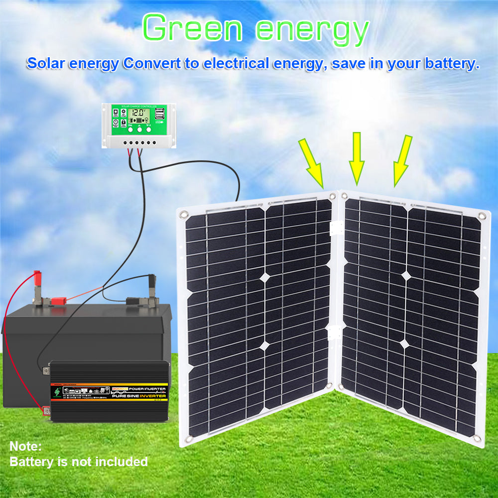 2600W 12V to 220V/110V Pure Sine Wave Inverter With Solar Panel and 50A 12V/24V Solar Controller