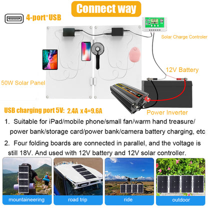 2600W 12V to 220V/110V Pure Sine Wave Inverter With Solar Panel and 50A 12V/24V Solar Controller
