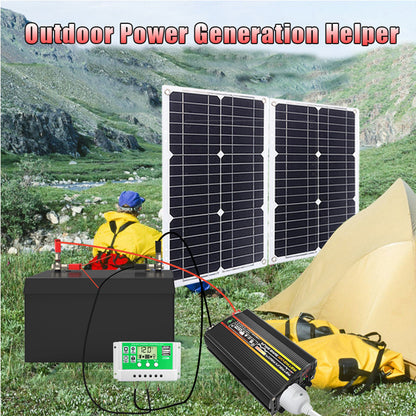 1600W 12V to 110V/220V Pure Sine inverter With Solar Panel and 50A 12V/24V Solar Controller