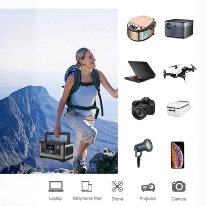 520Wh 500W Pure Sine Wave Lithium Battery Generator for Camping, Emergency, Home Backup