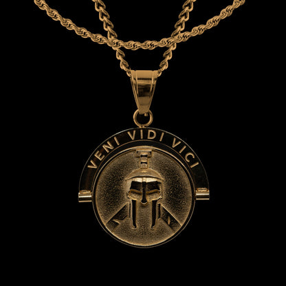 Warrior 'Veni Vidi Vici' - Double Sided Pendant ( Gold )