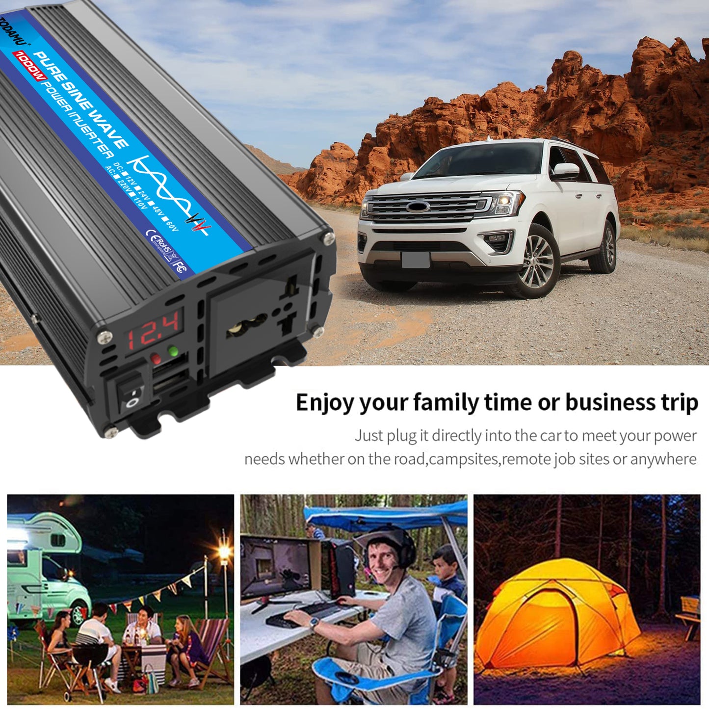 110V/220V 1000W Inverter With Solar Panel and 50A Solar Controller