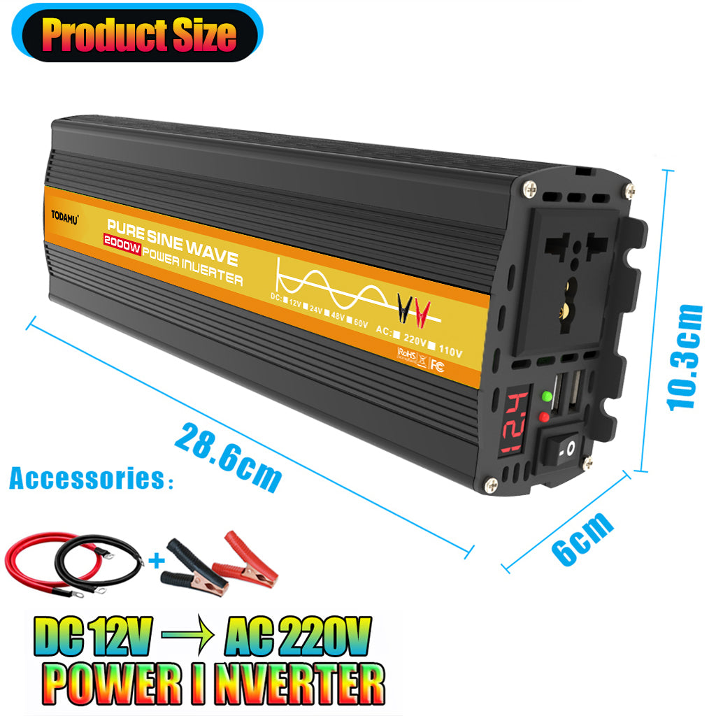 2000W 12V to 110V/220V Pure Sine Wave inverter With Solar Panel and 50A 12V/24V Solar Controller