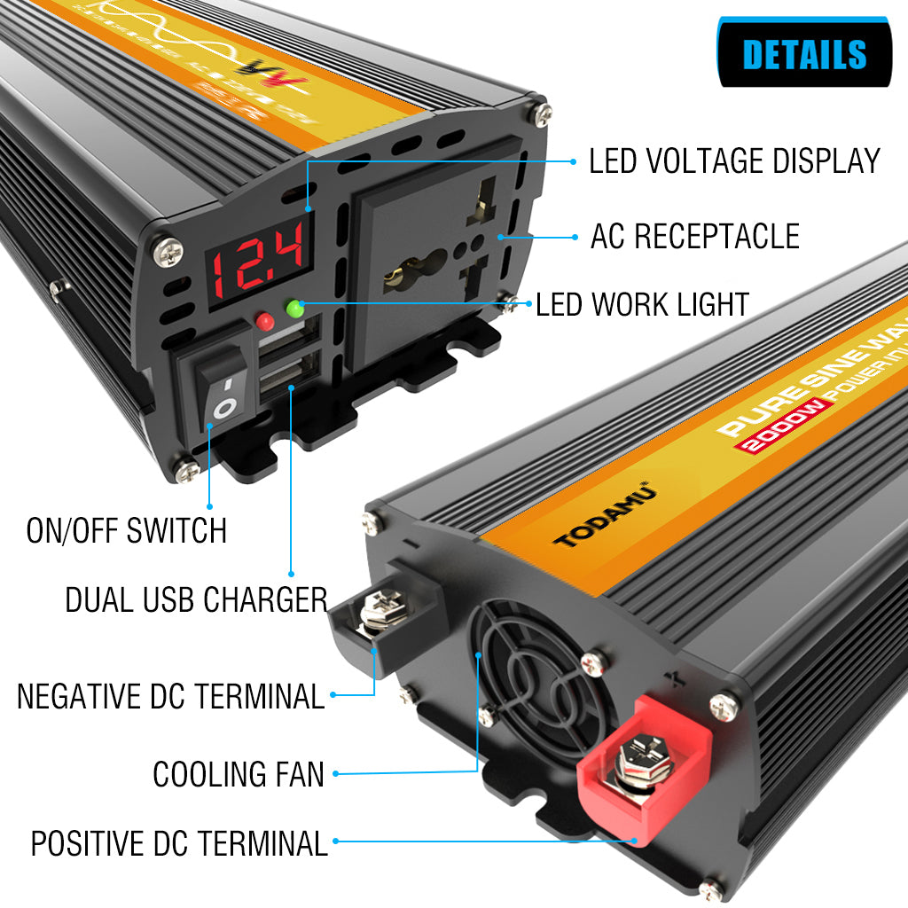 2000W 12V to 110V/220V Pure Sine Wave inverter With Solar Panel and 50A 12V/24V Solar Controller