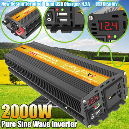 2000W 12V to 110V/220V Pure Sine Wave inverter With Solar Panel and 50A 12V/24V Solar Controller