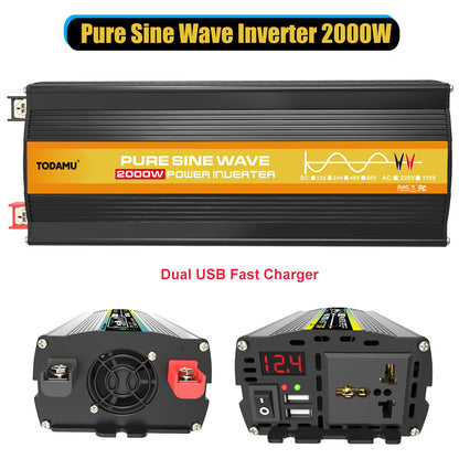 2000W 12V to 110V/220V Pure Sine Wave inverter With Solar Panel and 50A 12V/24V Solar Controller