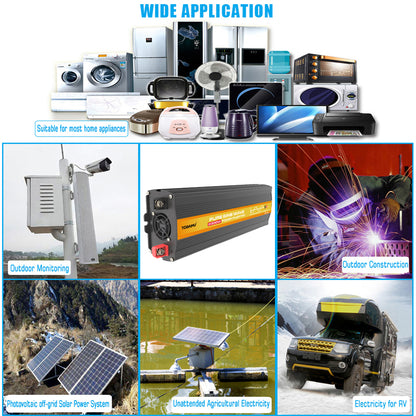 2000W 12V to 110V/220V Pure Sine Wave inverter With Solar Panel and 50A 12V/24V Solar Controller