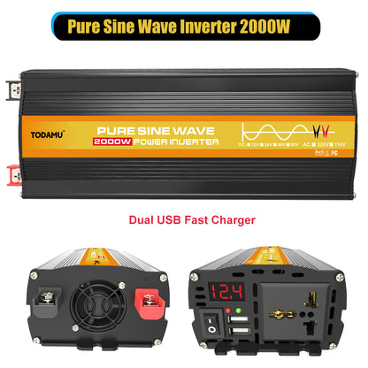 2000W 12V to 110V/220V Pure Sine Wave inverter With Solar Panel and 50A 12V/24V Solar Controller