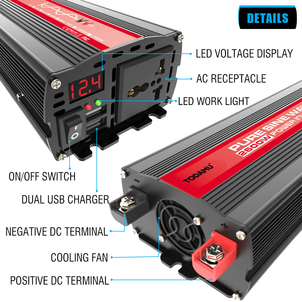 2600W 12V to 220V/110V Pure Sine Wave Inverter With Solar Panel and 50A 12V/24V Solar Controller