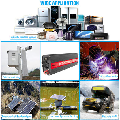 2600W 12V to 220V/110V Pure Sine Wave Inverter With Solar Panel and 50A 12V/24V Solar Controller