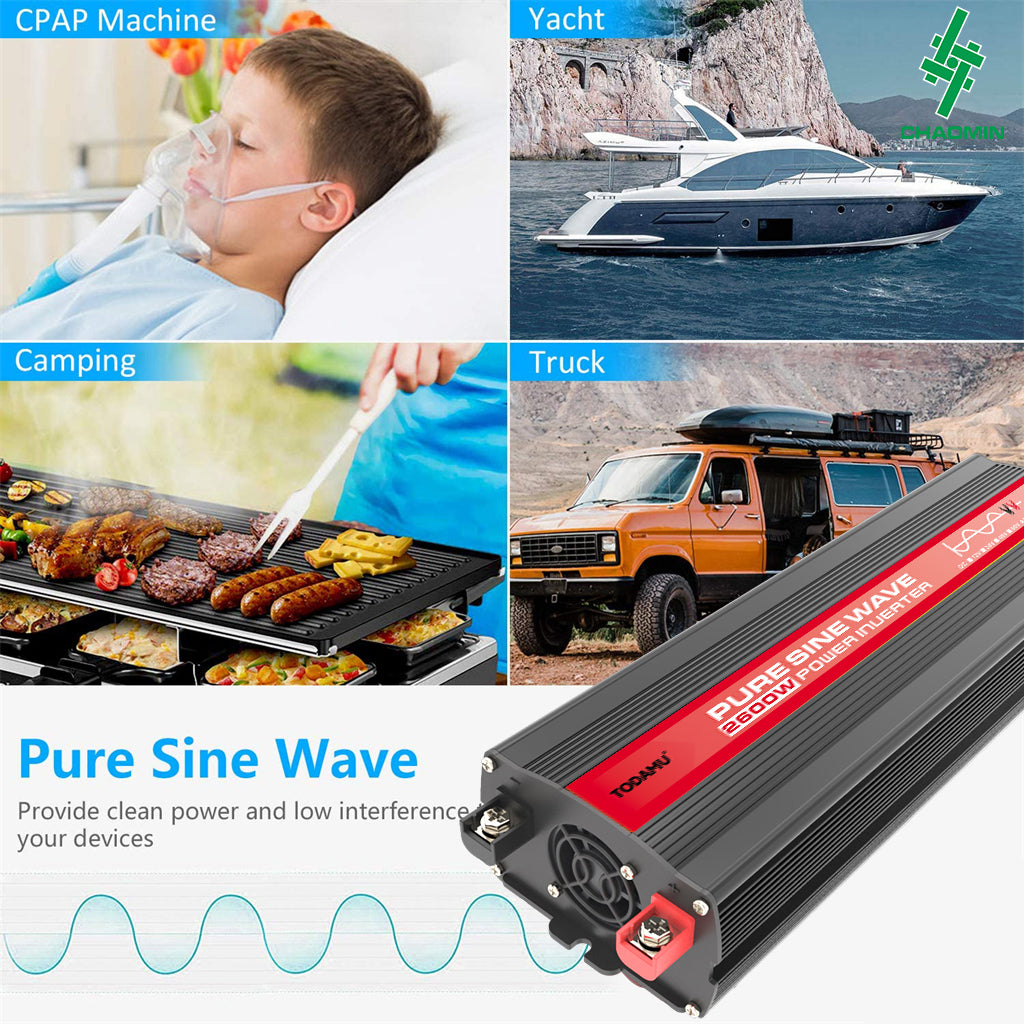 2600W 12V to 220V/110V Pure Sine Wave Inverter With Solar Panel and 50A 12V/24V Solar Controller