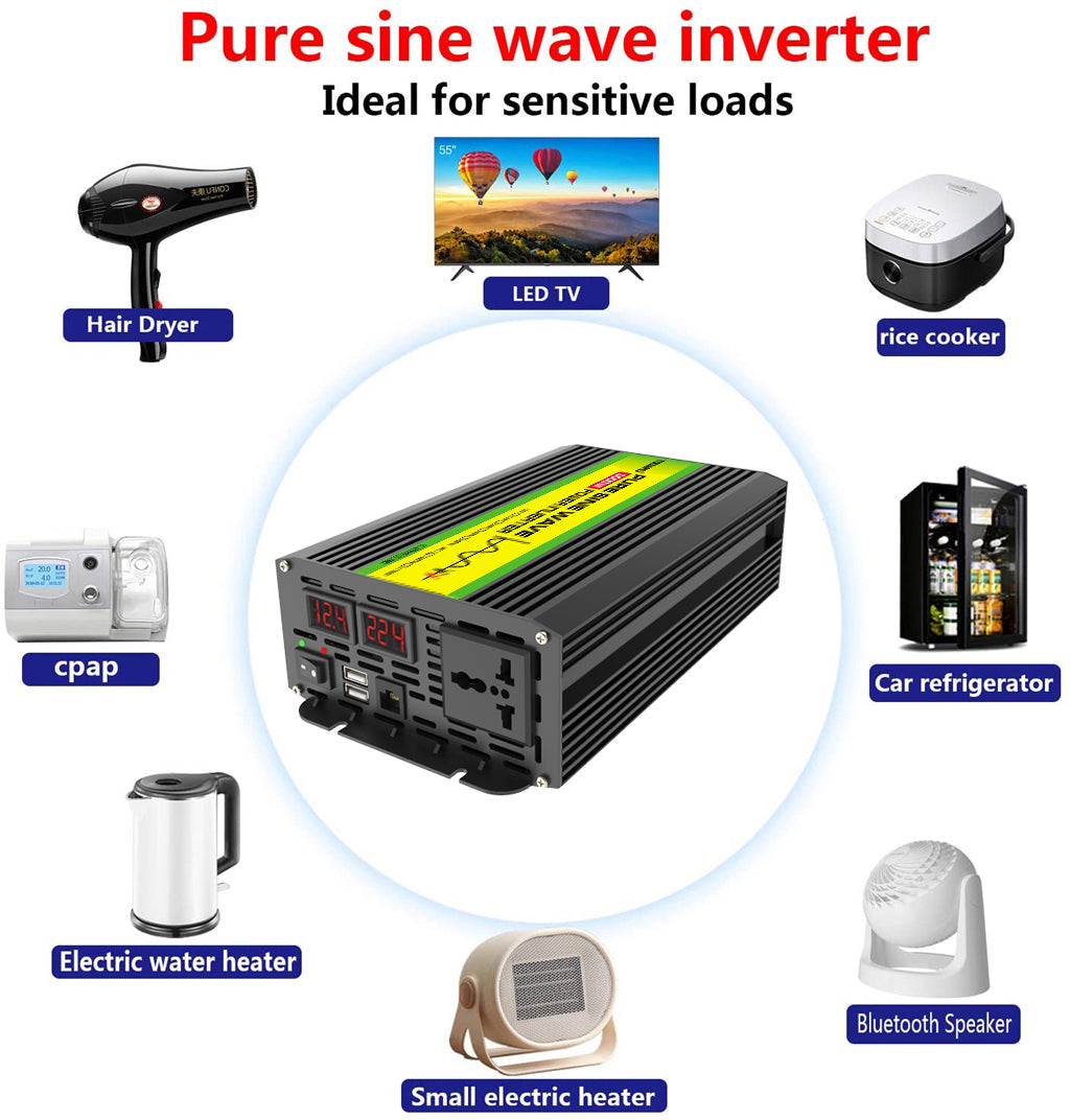 12V to 220V/110V 3000W Pure Sine Wave Inverter with Solar panel and 50A solar controller