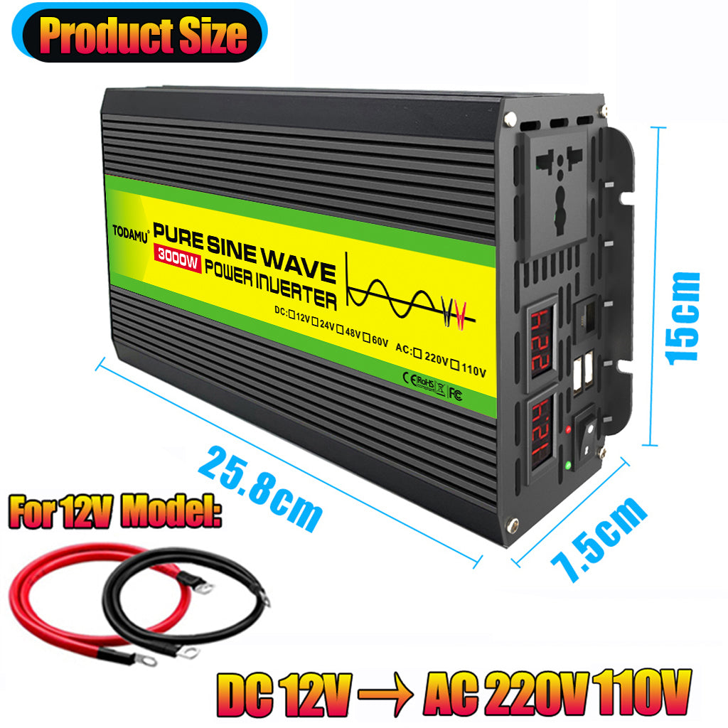 12V to 220V/110V 3000W Pure Sine Wave Inverter with Solar panel and 50A solar controller