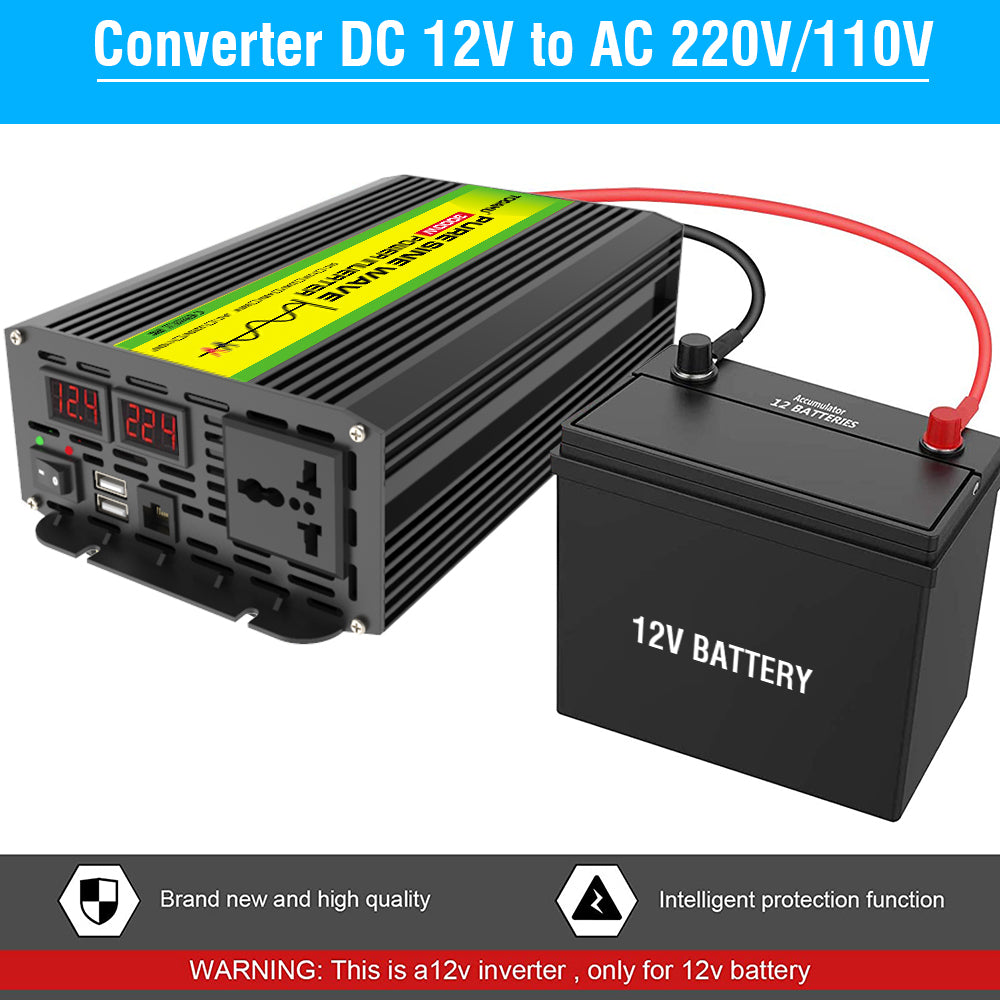 12V to 220V/110V 3000W Pure Sine Wave Inverter with Solar panel and 50A solar controller