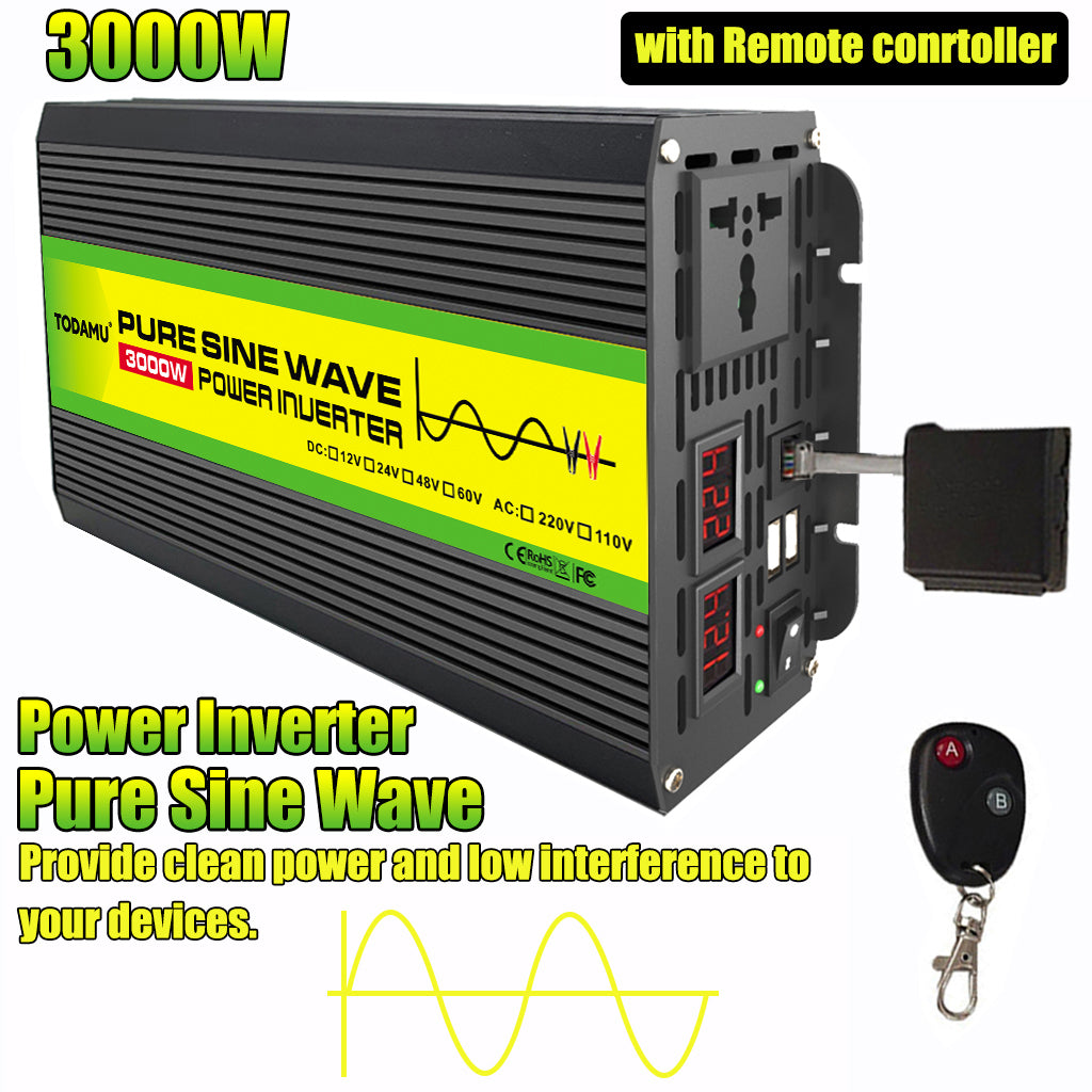 12V/24V/48V/60V 3000W Pure Sine Wave Power Inverter