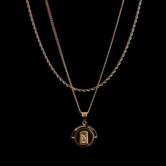 'Memento Mori' - Double Sided Pendant ( Gold )
