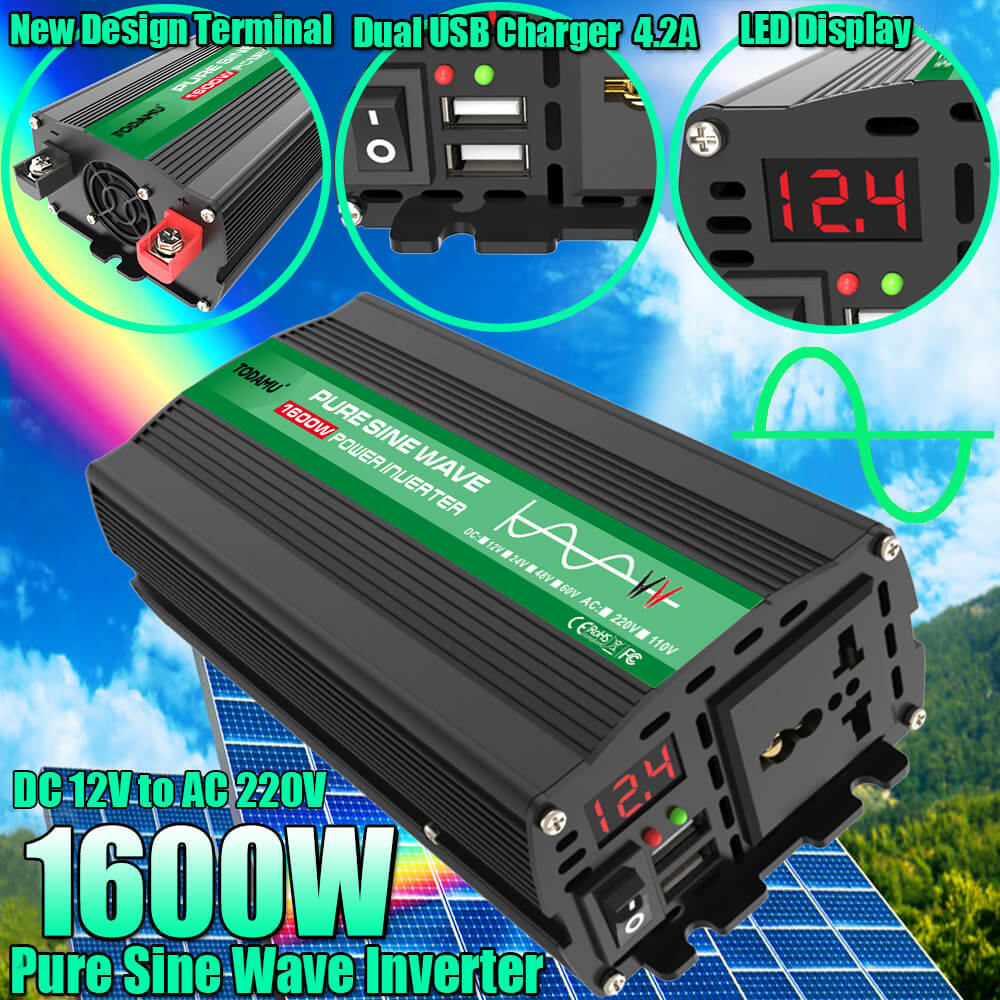 International Plug 1600W Pure Sine Wave Power Inverter