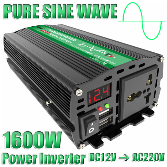 International Plug 1600W Pure Sine Wave Power Inverter