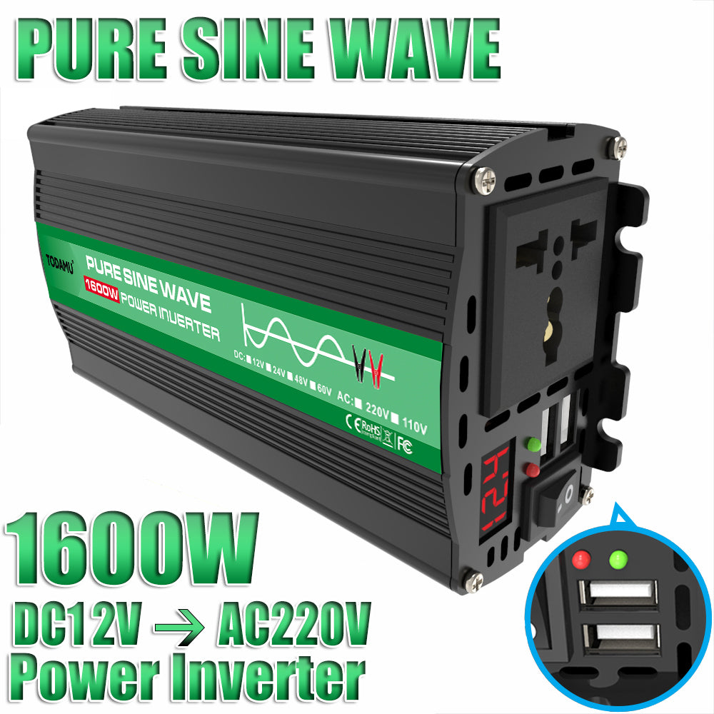 1600W 12V to 110V/220V Pure Sine inverter With Solar Panel and 50A 12V/24V Solar Controller