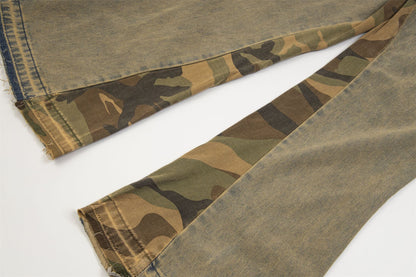 TODAMU® new products American retro street fashion ripped washed denim trousers